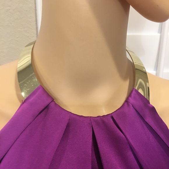 “MARCIANO” PURPLE SATIN DRESS WITH ATTACHED GOLD CHOKER NECKLACE – SZ 4 - Picture 10 of 13
